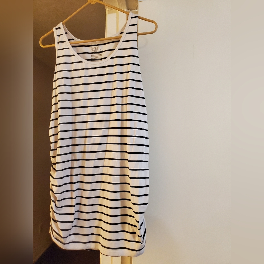 Maternity Tank Top, Striped Black and White